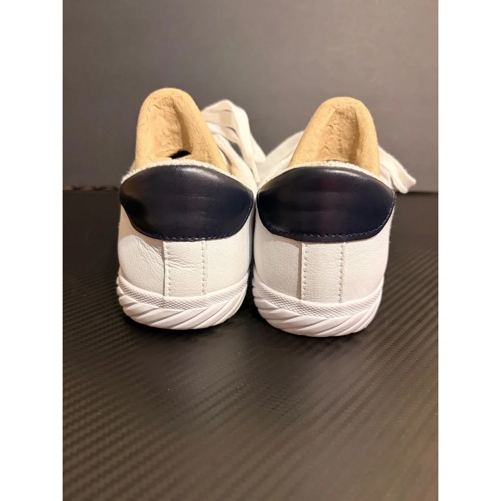 Tommy Bahama Womens White Leather Lace Up Sneakers Navy Heel S976 Size 9
